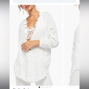 Free people summer daydream button up top white xs used 3x